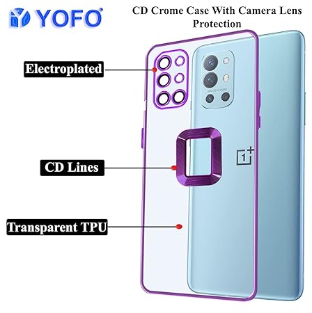 Purple 6D Chrome Logo Cut Transparent Case for Oneplus 8T