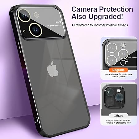 Luxury Plating Black Camera Protection Transparent Case for Apple iphone 13