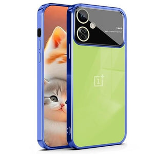 Luxury Plating Blue Camera Protection Transparent Case for Oneplus Nord CE 3 Lite