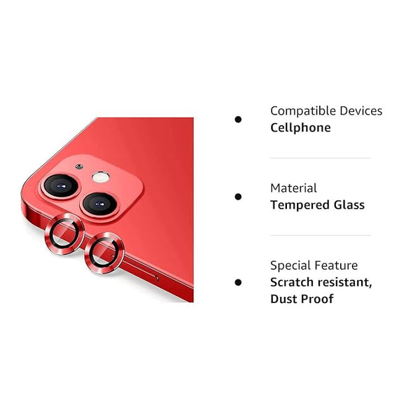 Red Metallic camera ring lens guard for Apple iphone 12