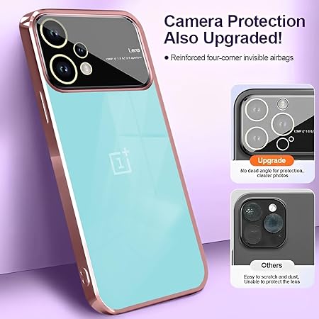 Luxury Plating Pink Camera Protection Transparent Case for Oneplus Nord CE 2 Lite