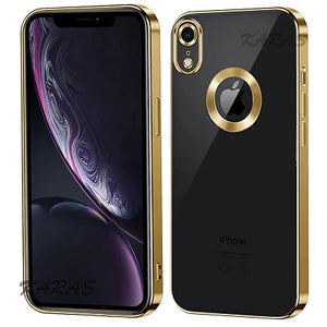 Gold 6D Chrome Logo Cut Transparent Case for Apple iphone XR