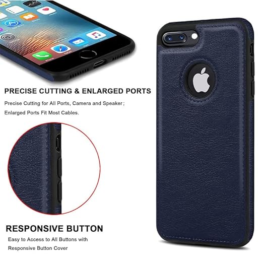 Puloka Dark Blue Logo cut Leather silicone case for Apple iPhone 7 Plus
