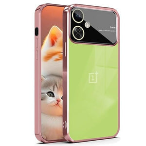 Luxury Plating Pink Camera Protection Transparent Case for Oneplus Nord CE 3 Lite