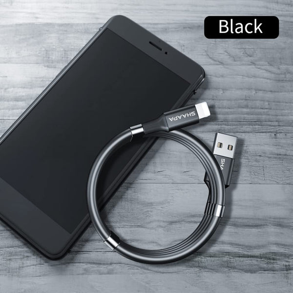 Black (USB TO LIGHTNING) Ultra-Mag Fast Charging Magnetic Silicone Cable