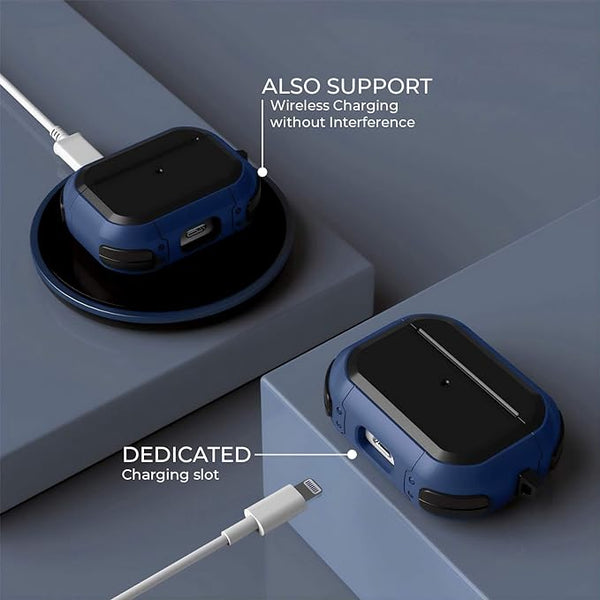 Eggshell Buffer Design (Dark Blue) Silicone Case For Apple Airpods 4