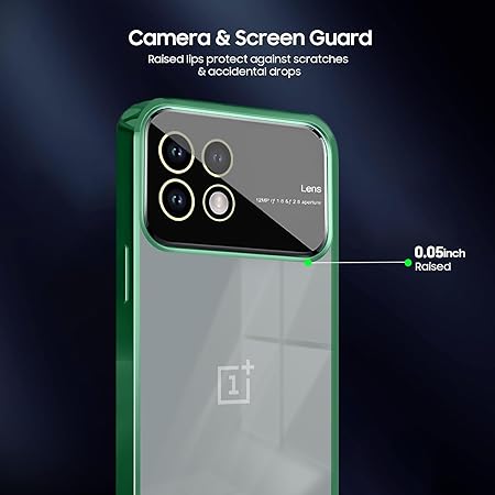 Luxury Plating Green Camera Protection Transparent Case for Oneplus 11