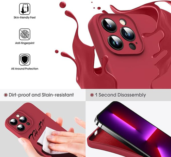 Red Original Camera Safe Silicone case for Apple iphone 13 Pro