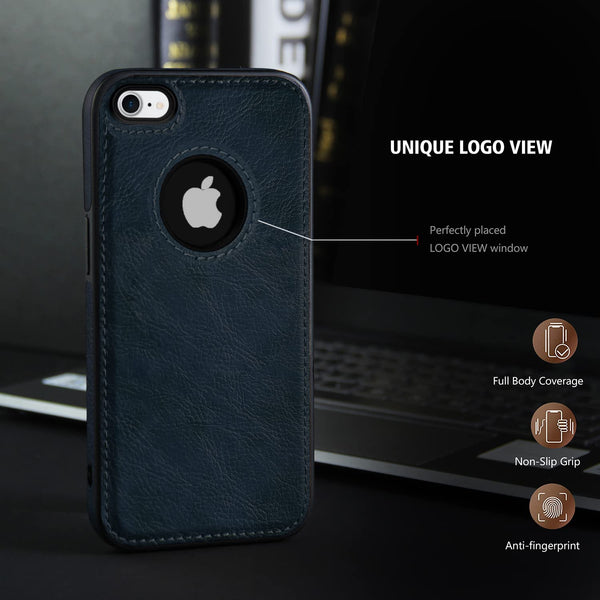 Puloka Dark Blue Logo cut Leather silicone case for Apple iPhone 8