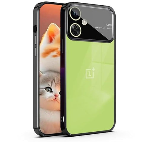 Luxury Plating Black Camera Protection Transparent Case for Oneplus Nord CE 3 Lite