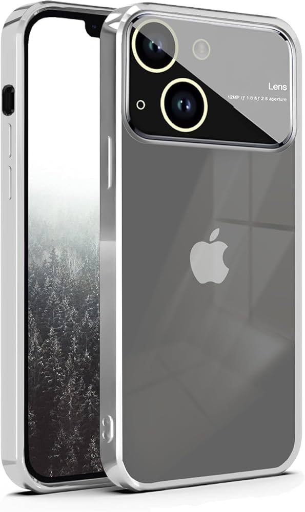 Luxury Plating Silver Camera Protection Transparent Case for Apple iphone 13