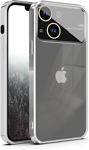 Luxury Plating Silver Camera Protection Transparent Case for Apple iphone 13