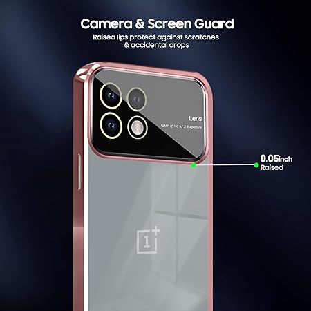 Luxury Plating Pink Camera Protection Transparent Case for Oneplus 11