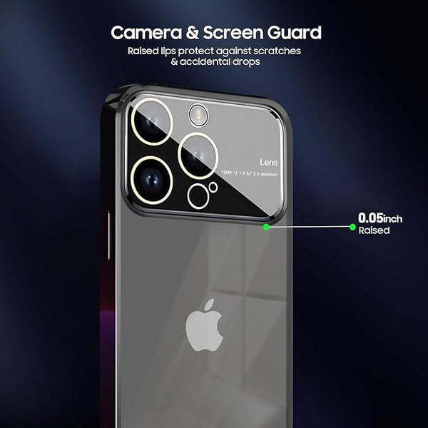 Luxury Plating Black Camera Protection Transparent Case for Apple iphone 12 Pro