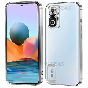 Silver 6D Chrome Logo Cut Transparent Case for Redmi Note 10 Pro