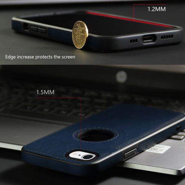 Puloka Dark Blue Logo cut Leather silicone case for Apple iPhone 7