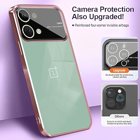 Luxury Plating Pink Camera Protection Transparent Case for Oneplus Nord 2t