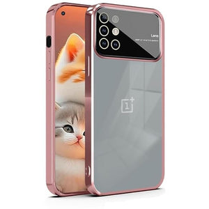 Luxury Plating Pink Camera Protection Transparent Case for Oneplus 9r