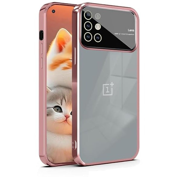 Luxury Plating Pink Camera Protection Transparent Case for Oneplus 9r