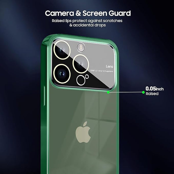 Luxury Plating Green Camera Protection Transparent Case for Apple iphone 14 Pro