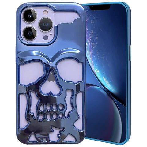 Blue Hollow Skull Design Silicone case for Apple iphone 12 Pro
