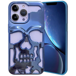 Blue Hollow Skull Design Silicone case for Apple iphone 14 Pro