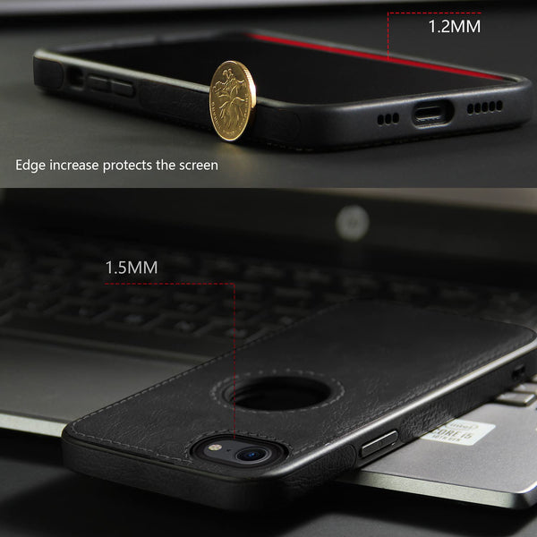 Puloka Black Logo cut Leather silicone case for Apple iPhone 8