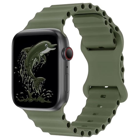 Olive Green Ocean Loop Watch Strap For apple For Apple Watch SERIES SE 2020 (42mm/44mm/45mm/46mm/49mm)