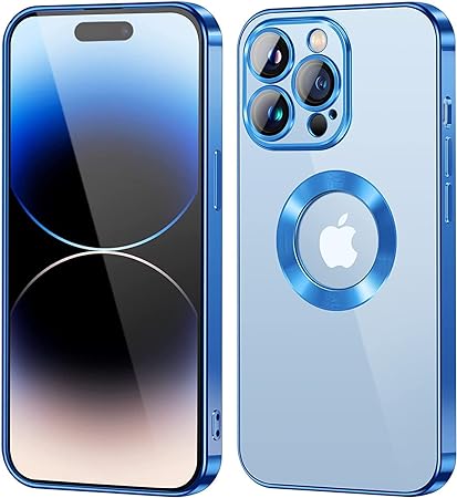 Blue 6D Chrome Logo Cut Transparent Case for Apple iphone 13 Pro