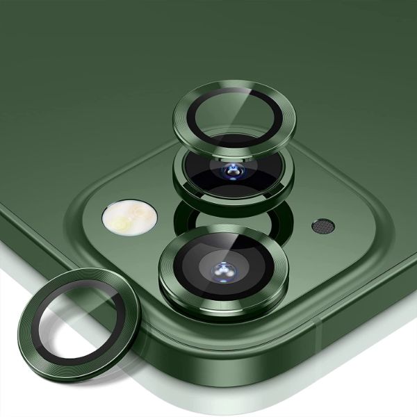Green Metallic camera ring lens guard for Apple iphone 15