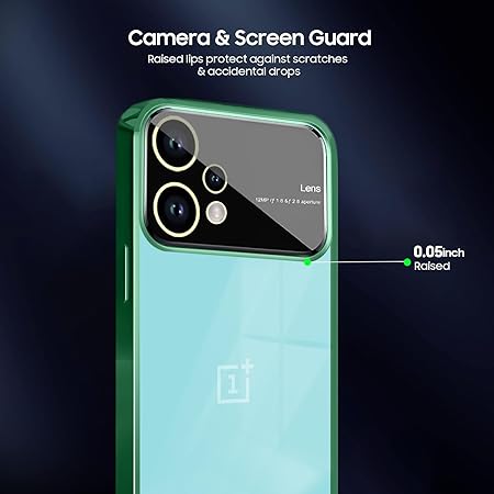 Luxury Plating Green Camera Protection Transparent Case for Oneplus Nord CE 2 Lite