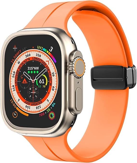 Orange Magnetic Clasp Adjustable Strap For Apple Watch SERIES 5 (42mm/44mm/45mm/46mm/49mm)