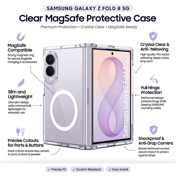 MagSafe Clear Transparent Silicone case for Samsung Z Fold 8 5G