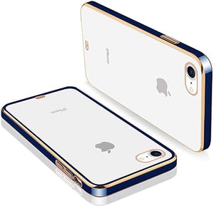 Blue Electroplated Transparent Case for Apple iphone 8