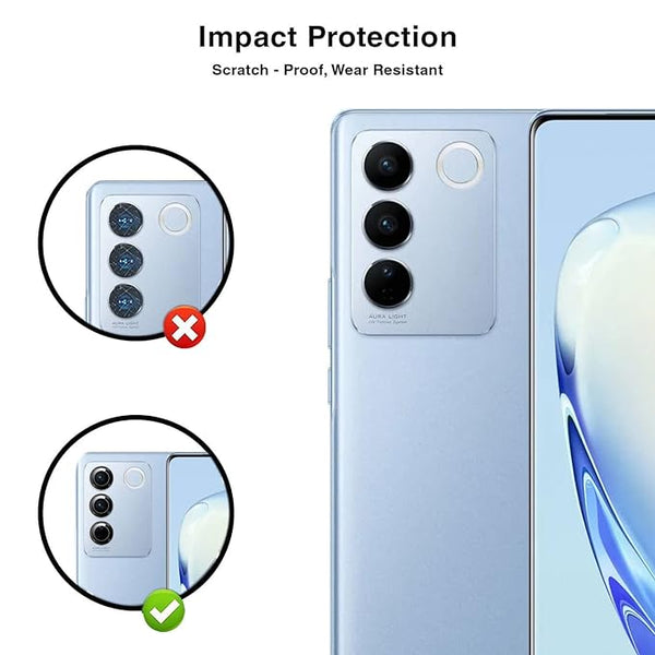 Sierra Blue Metallic camera ring lens guard for Vivo V27 Pro