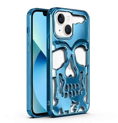 Blue Hollow Skull Design Silicone case for Apple iphone 14 Plus