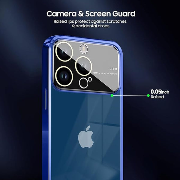 Luxury Plating Blue Camera Protection Transparent Case for Apple iphone 12 Pro Max