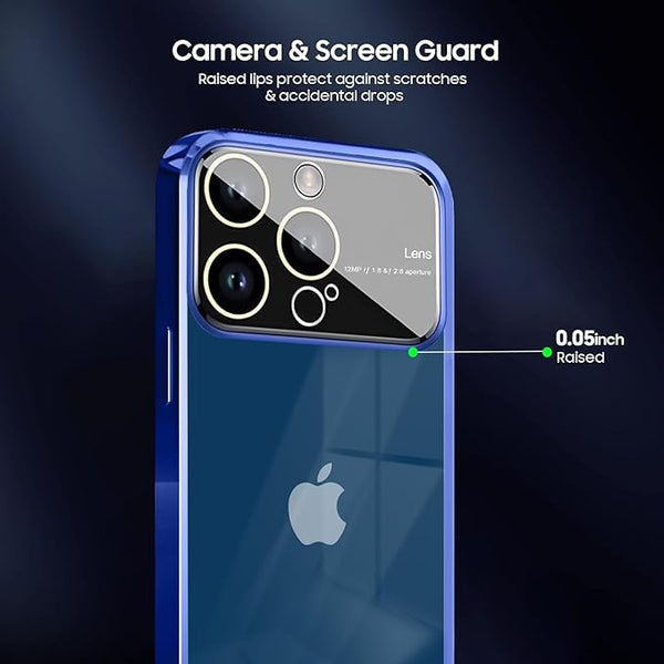 Luxury Plating Blue Camera Protection Transparent Case for Apple iphone 14 Pro Max