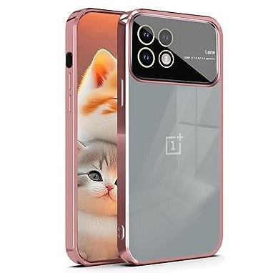 Luxury Plating Pink Camera Protection Transparent Case for Oneplus 11