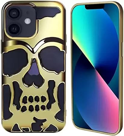 Golden Hollow Skull Design Silicone case for Apple iphone 12