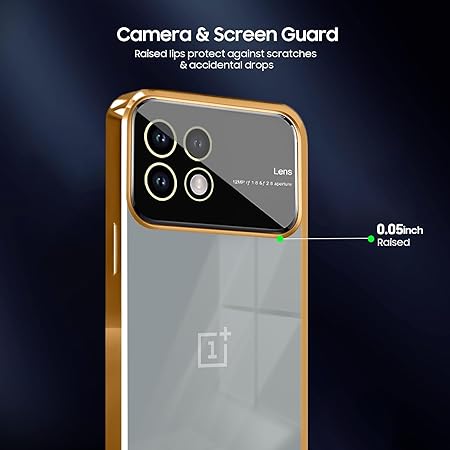 Luxury Plating Gold Camera Protection Transparent Case for Oneplus 11