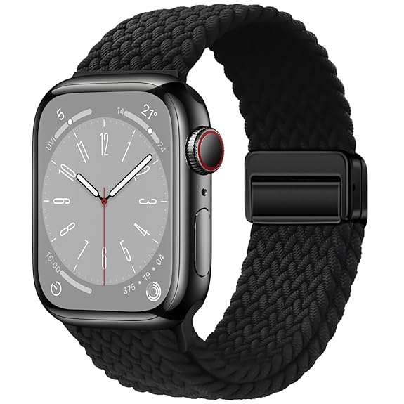 Black Unity Braided Solo Loop For Strap For Apple Watch Series 1 (42mm/44mm/45mm/46mm/49mm)