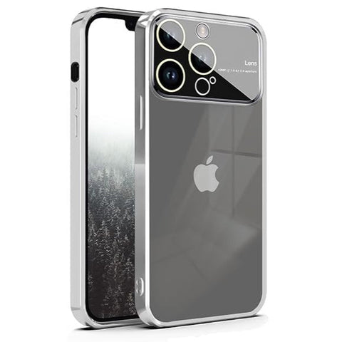 Luxury Plating Silver Camera Protection Transparent Case for Apple iphone 12 Pro Max