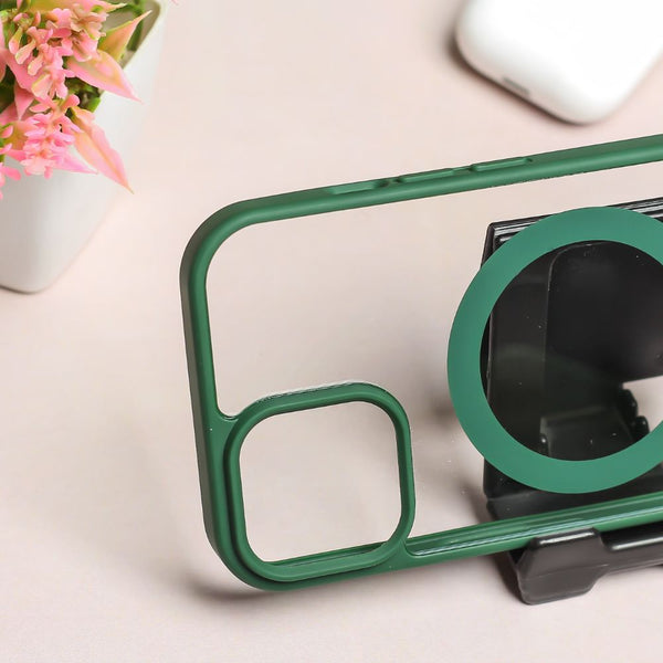 Forest Green MagSafe Clear Transparent Silicone case for Apple iphone 15 Pro