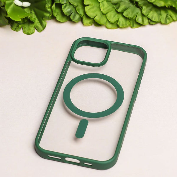 Forest Green MagSafe Clear Transparent Silicone case for Apple iphone 15 Pro Max