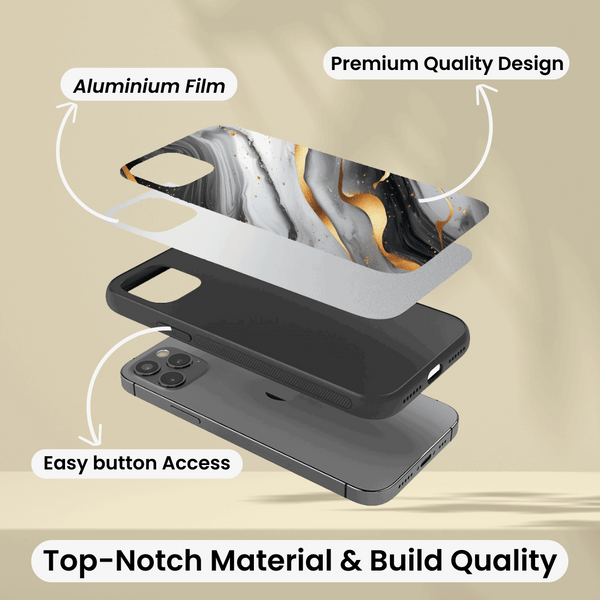 Black Gold Blaze metal back case for Apple Iphone 15 Plus