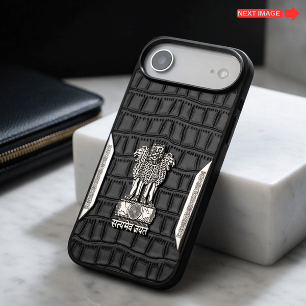 Black Satyameva Jayate embossed Leather Case for Apple iphone Air