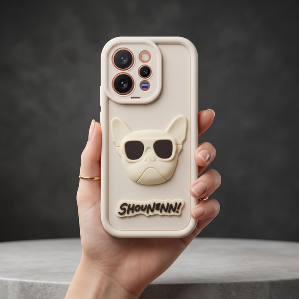 Cream SHOUNENN BULLDOG Silicone case for Vivo V70
