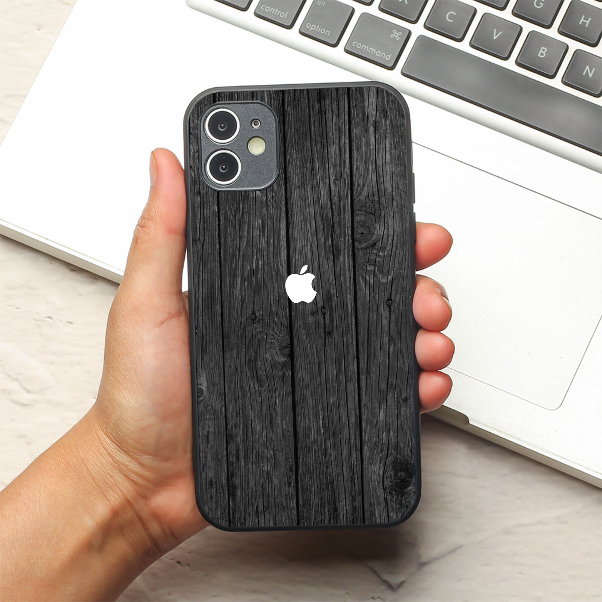 Dark Wood metal back case for Apple Iphone 12
