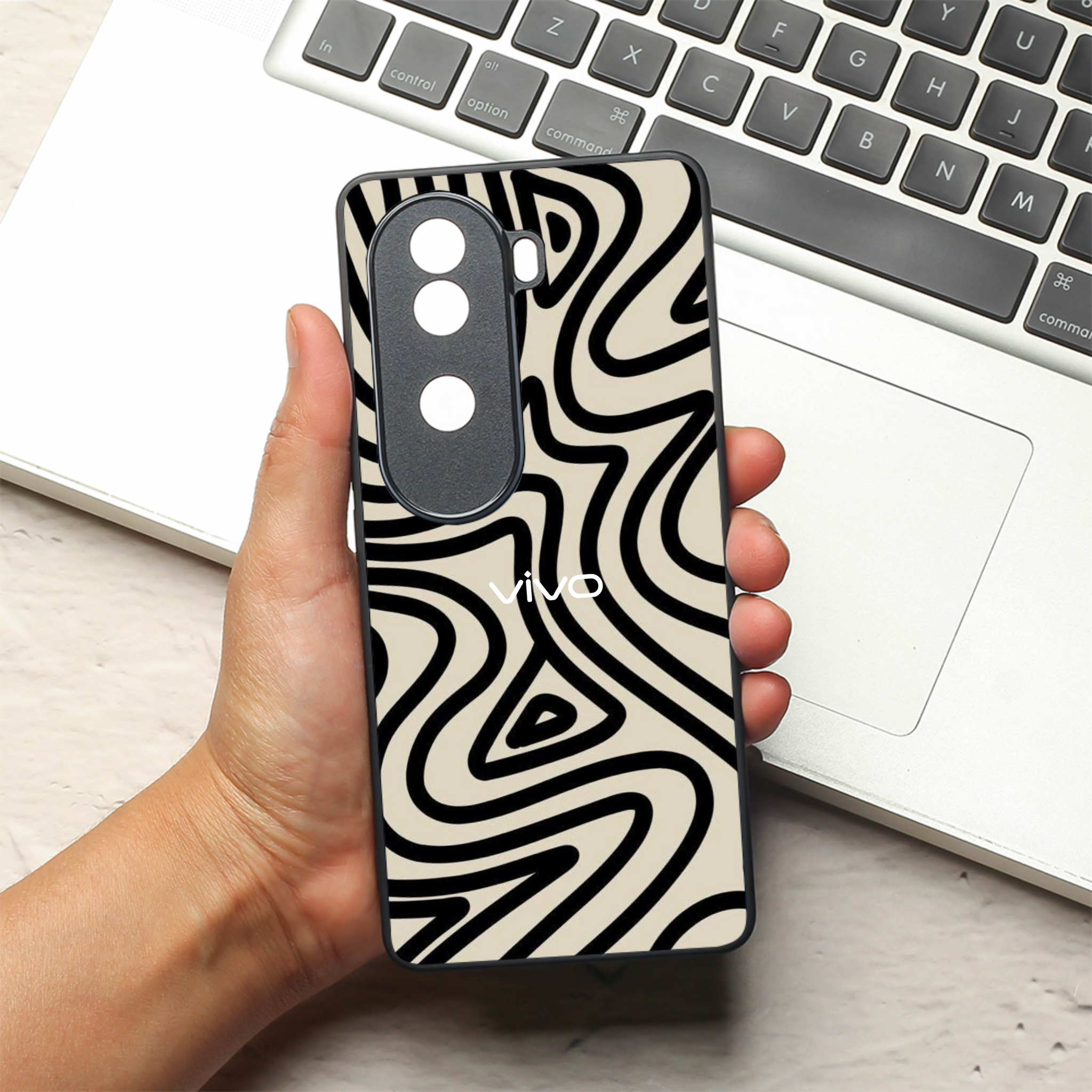 Zebra Flow metal back case for Vivo V40e